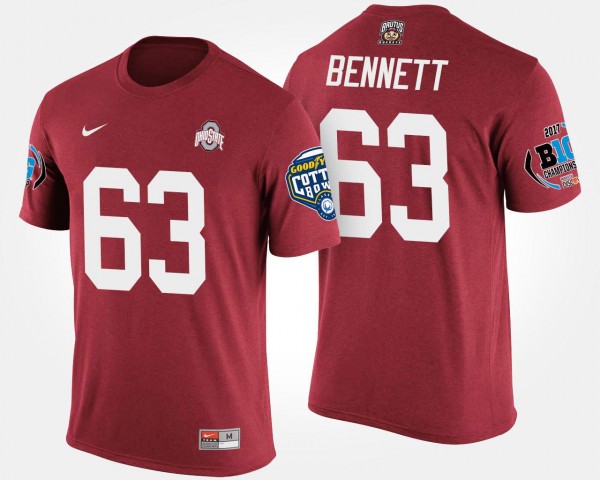 Ohio State Buckeyes Michael Bennett Men's #63 Big Ten Conference Cotton Bowl Bowl Game Scarlet College Football T-Shirt 2404OEHY6